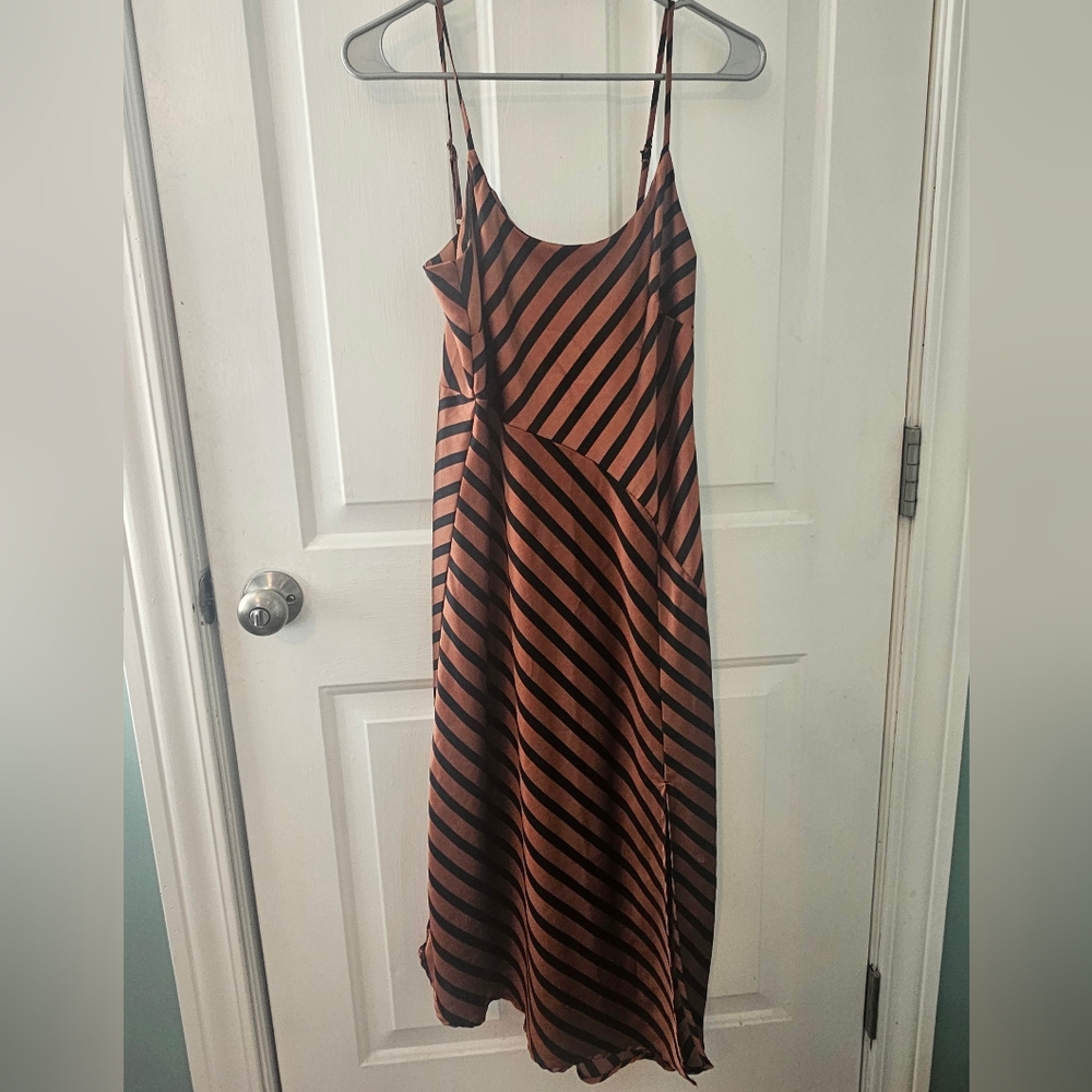 Chic Striped Brown and Black Dress